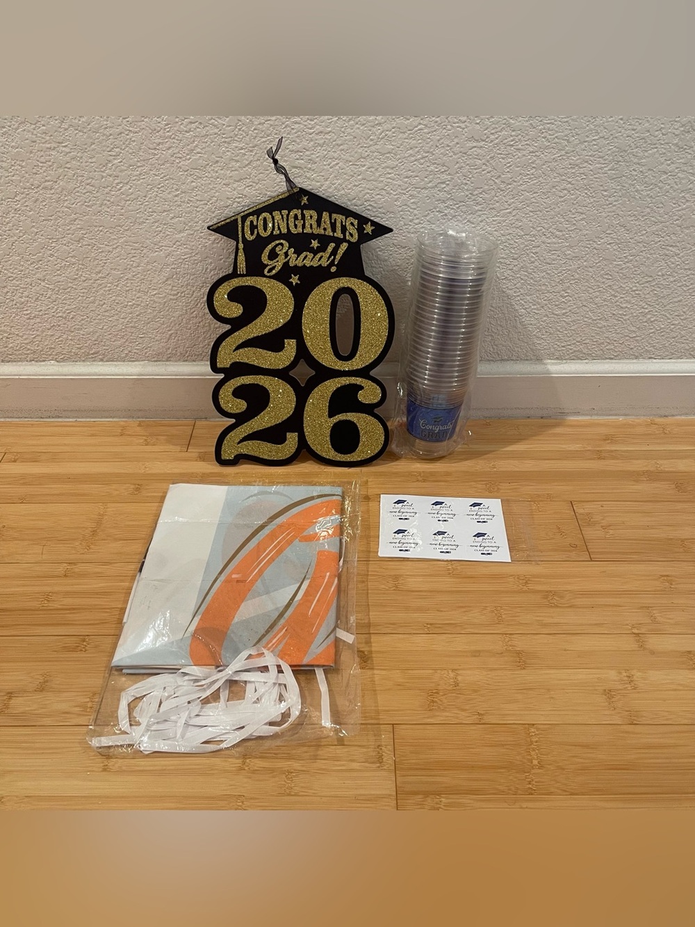2026 Graduation Party Decorations Bundle – Banner, Glitter Sign, Cups & Sticker